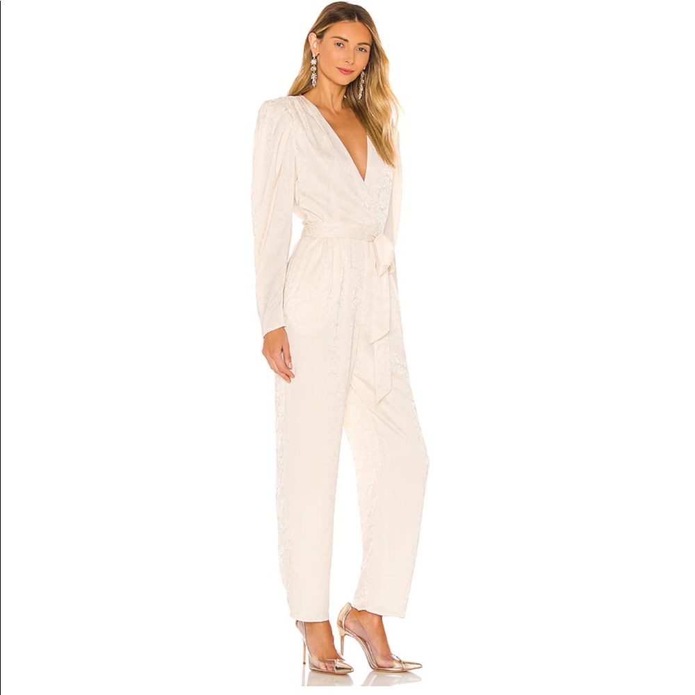 LPA Laura Long Sleeve Silky Print Jumpsuit Small